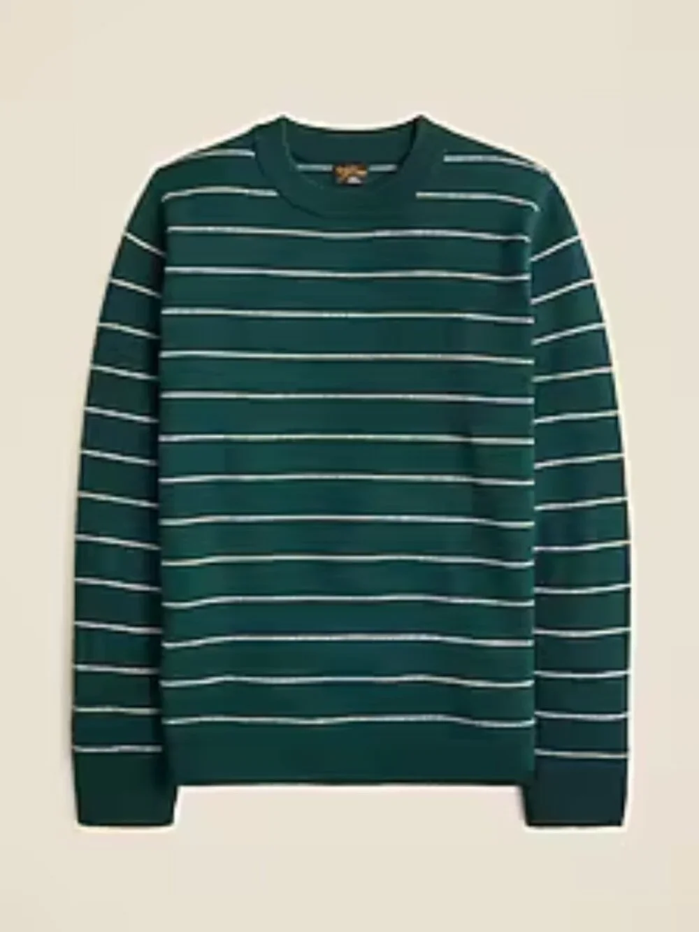 J. Crew Luxe Midweight Cashmere Crewneck Sweater in Green Ivory Stripe XL NWT